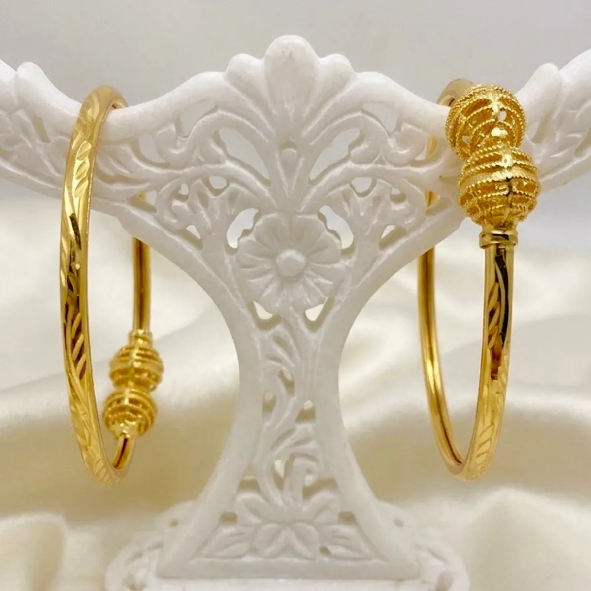 Gold Micro Plated Double Bead Traditional Bangle Set Of 6