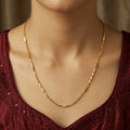 Gold Micro Plated Copper Geometric Link Neck Chain For Women