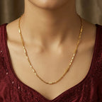 Gold Micro Plated Copper Geometric Link Neck Chain For Women