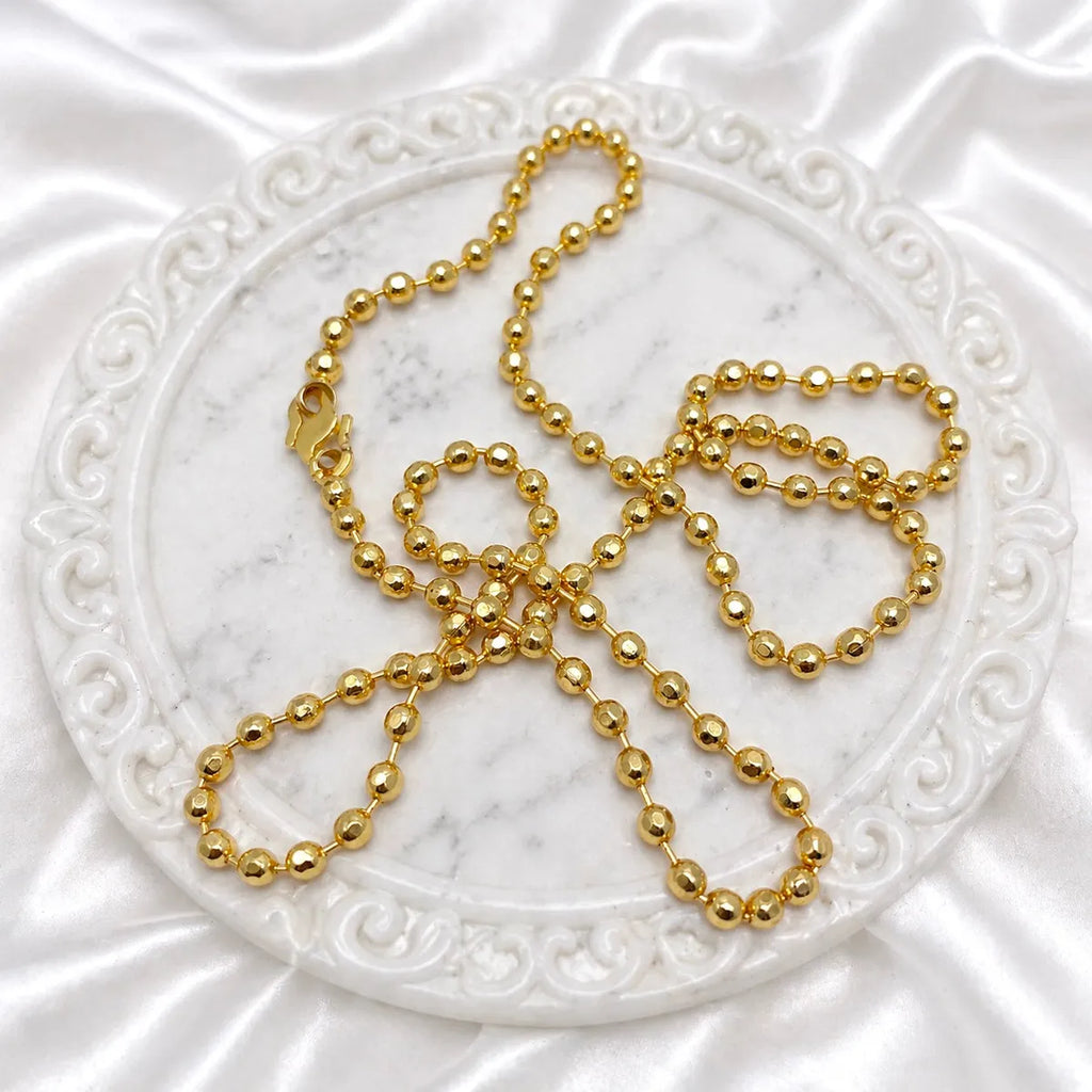 Gold Micro Plated Classic Round Ball Bead Neck Chain