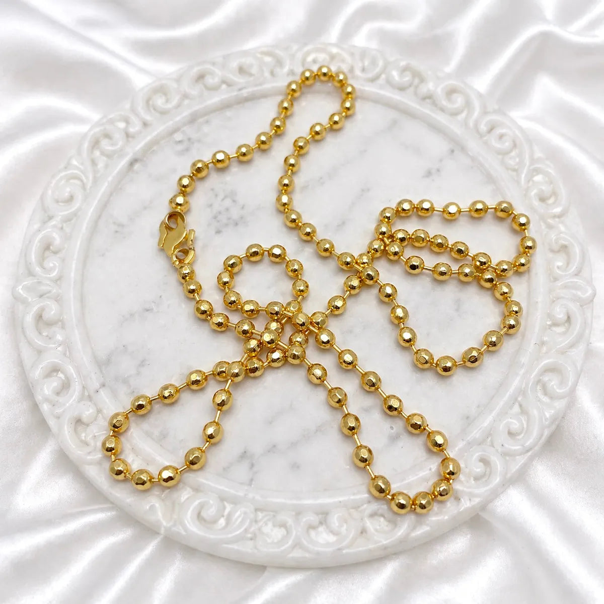 Gold Micro Plated Classic Round Ball Bead Neck Chain