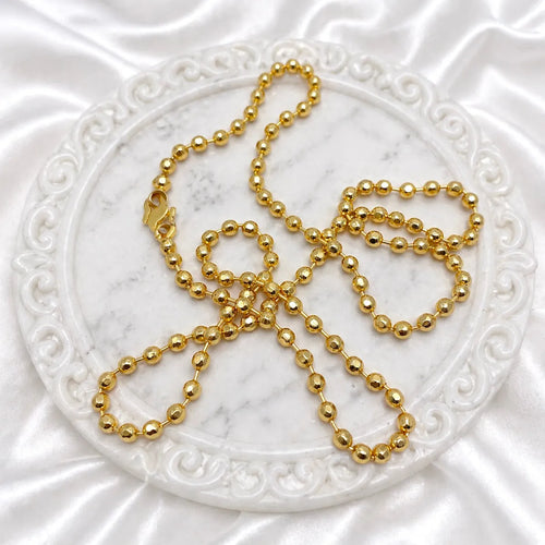 Gold Micro Plated Classic Round Ball Bead Neck Chain