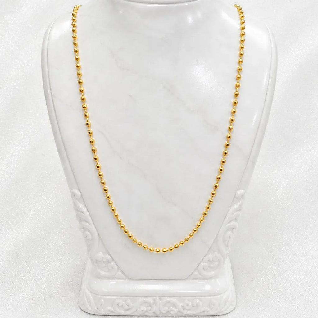 Gold Micro Plated Classic Round Ball Bead Neck Chain