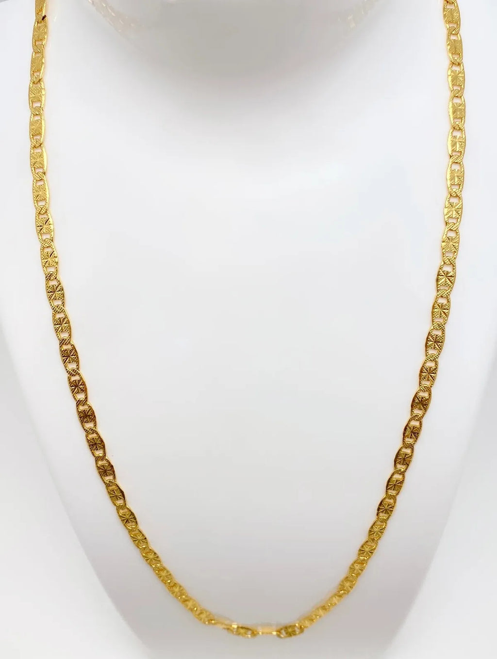 Gold Micro Plated Textured Oval Link Neck Chain For Women