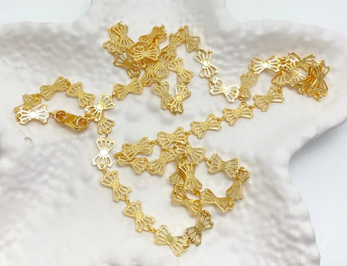 Gold Micro Plated Fan Design Neck Chain For Women