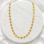 Gold Micro Plated Clover Floral Link Neck Chain For Women