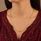 Gold Micro Plated Clover Floral Link Neck Chain For Women