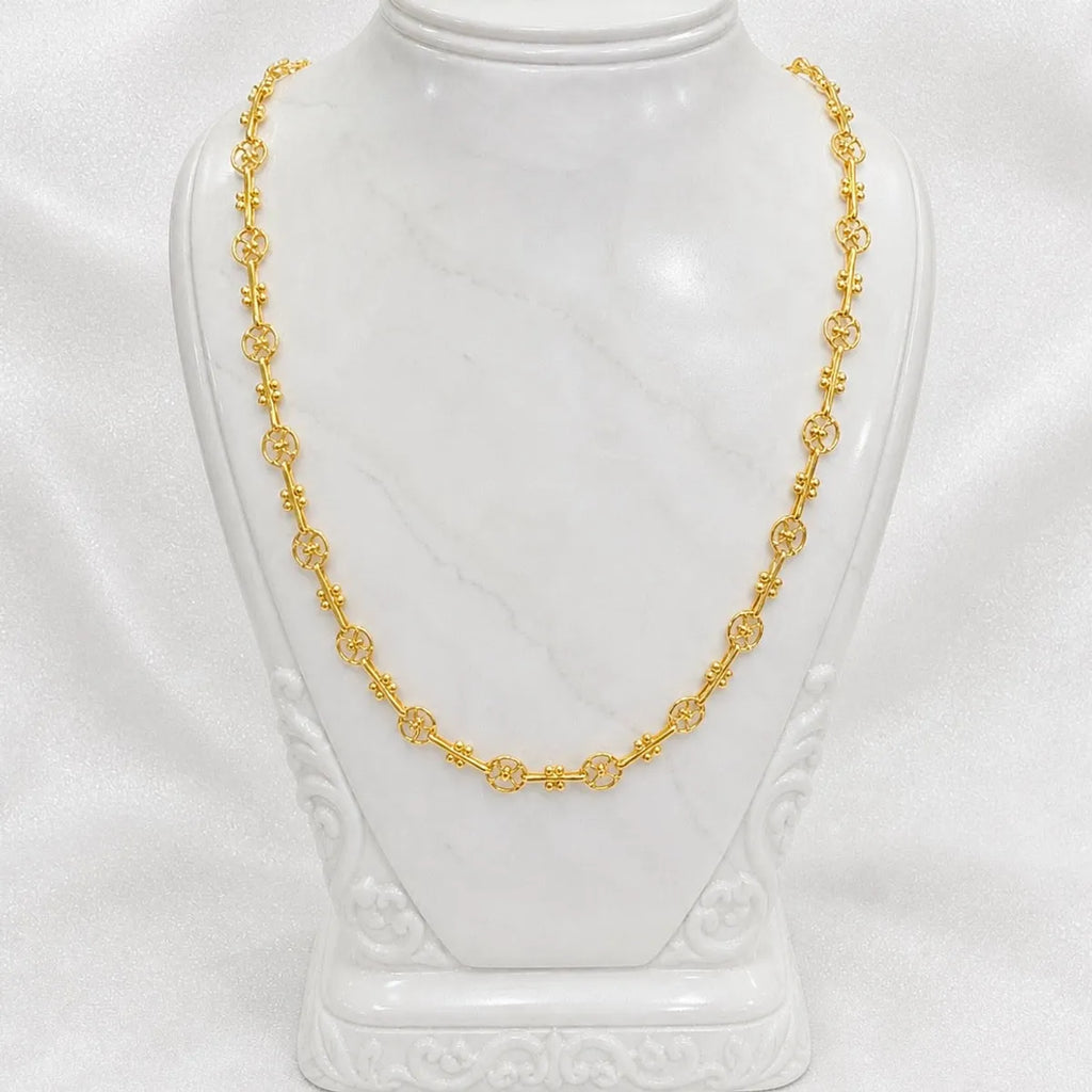 Gold Micro Plated Circular Motif Neck Chain For Women