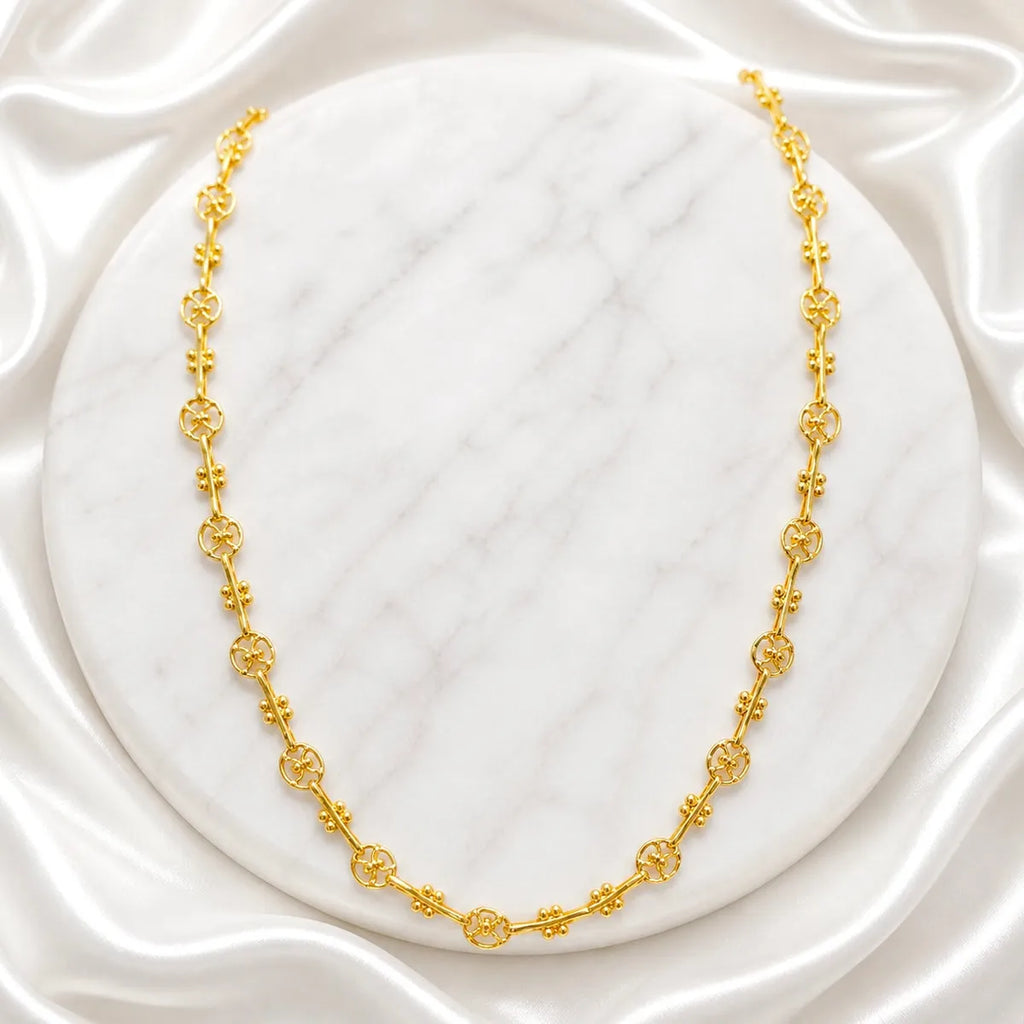 Gold Micro Plated Circular Motif Neck Chain For Women