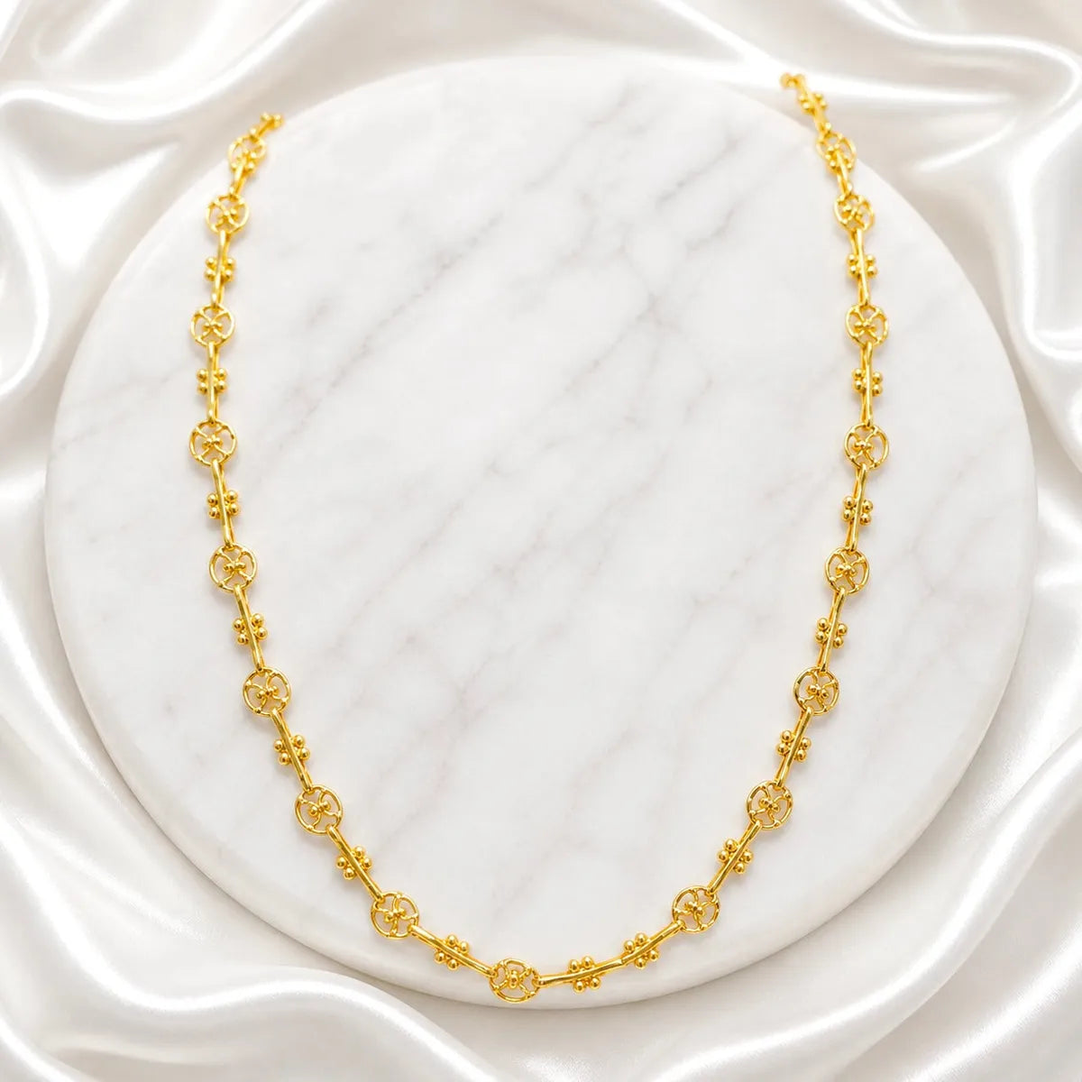 Gold Micro Plated Circular Motif Neck Chain For Women