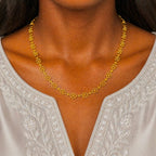 Gold Micro Plated Circular Motif Neck Chain For Women