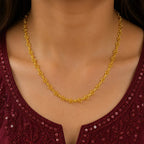 Gold Micro Plated Circular Motif Neck Chain For Women
