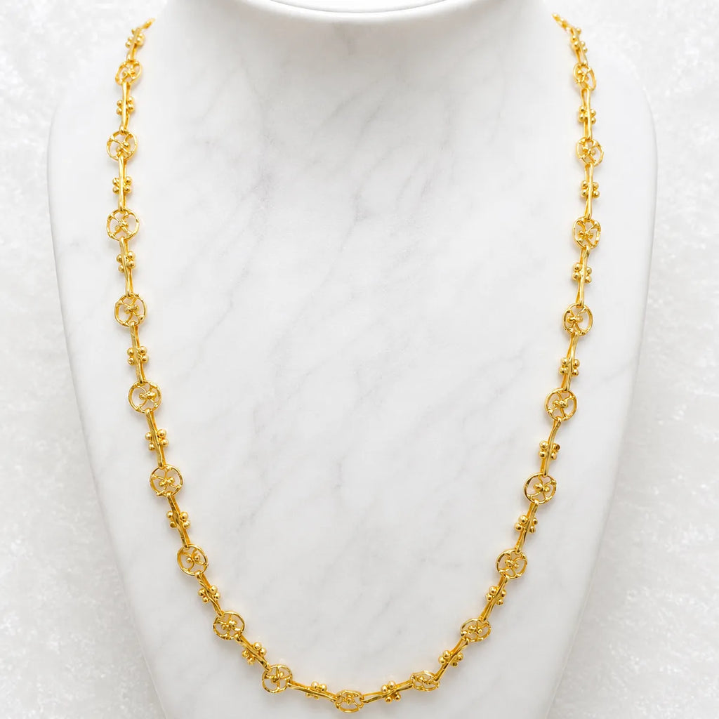 Gold Micro Plated Circular Motif Neck Chain For Women