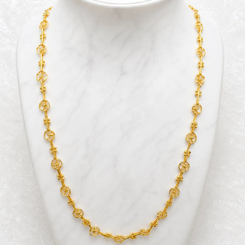 Gold Micro Plated Circular Motif Neck Chain For Women