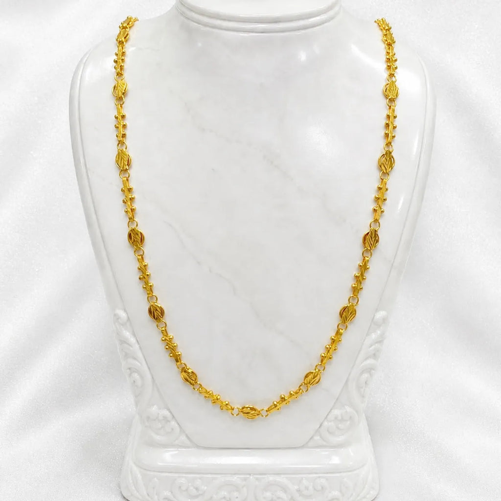 Gold Micro Plated Copper Bead Bar Link Neck Chain For Women