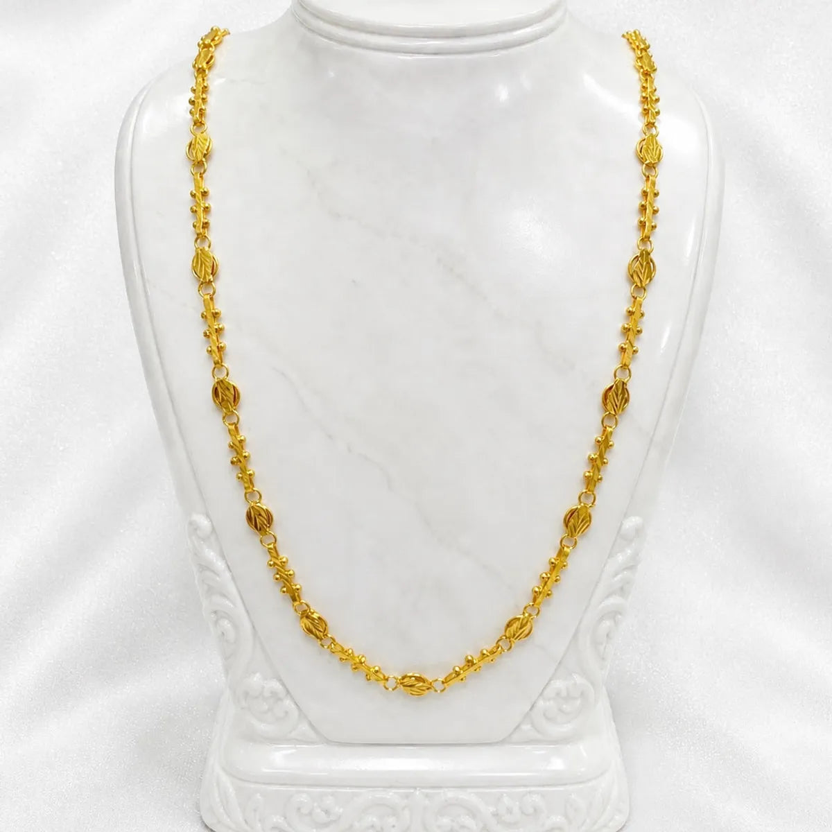 Gold Micro Plated Copper Bead Bar Link Neck Chain For Women