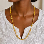 Gold Micro Plated Copper Bead Bar Link Neck Chain For Women