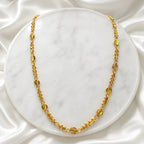 Gold Micro Plated Copper Bead Bar Link Neck Chain For Women