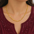 Gold Micro Plated Copper Bead Bar Link Neck Chain For Women