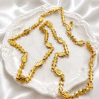Gold Micro Plated Copper Bead Bar Link Neck Chain For Women