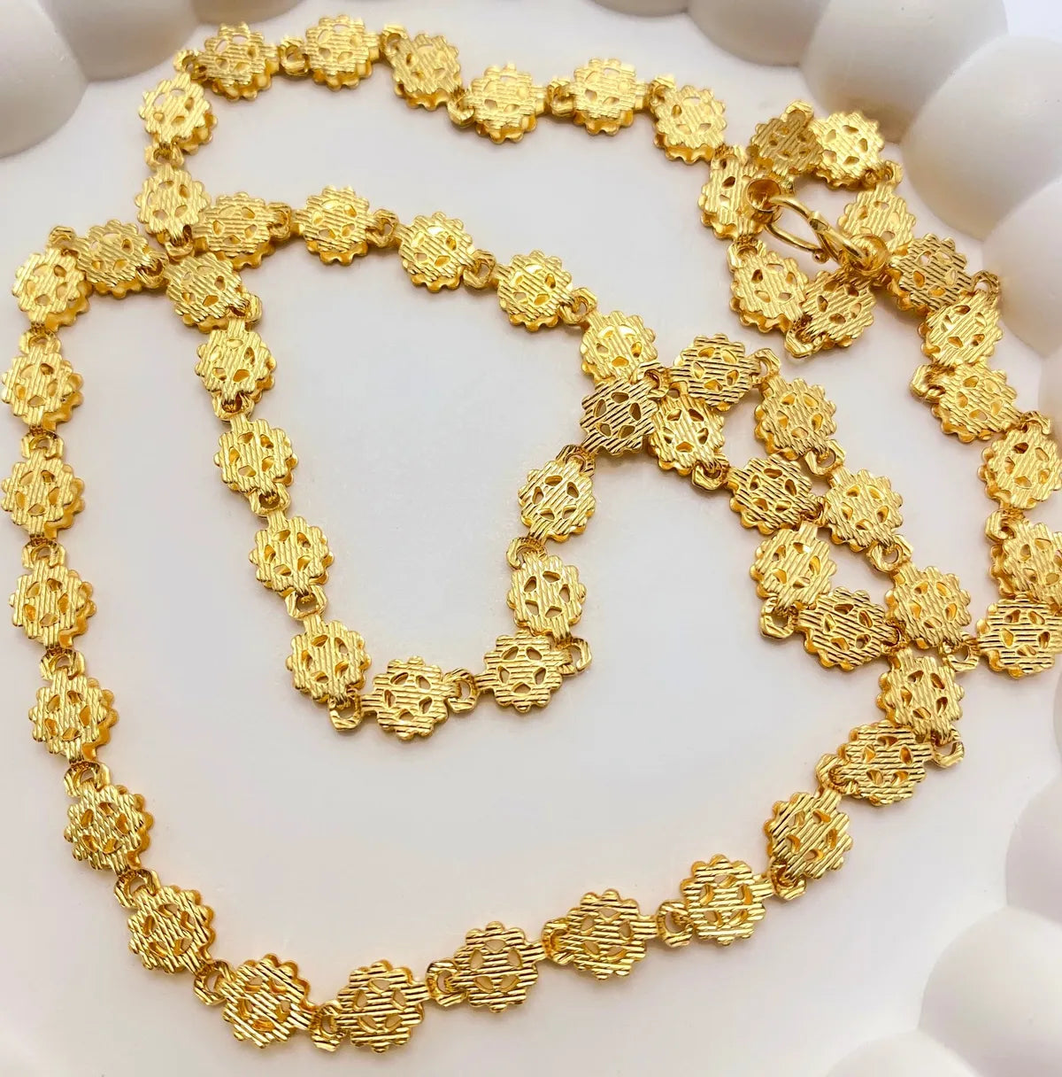 Gold Micro Plated Floral Link Neck Chain For Women