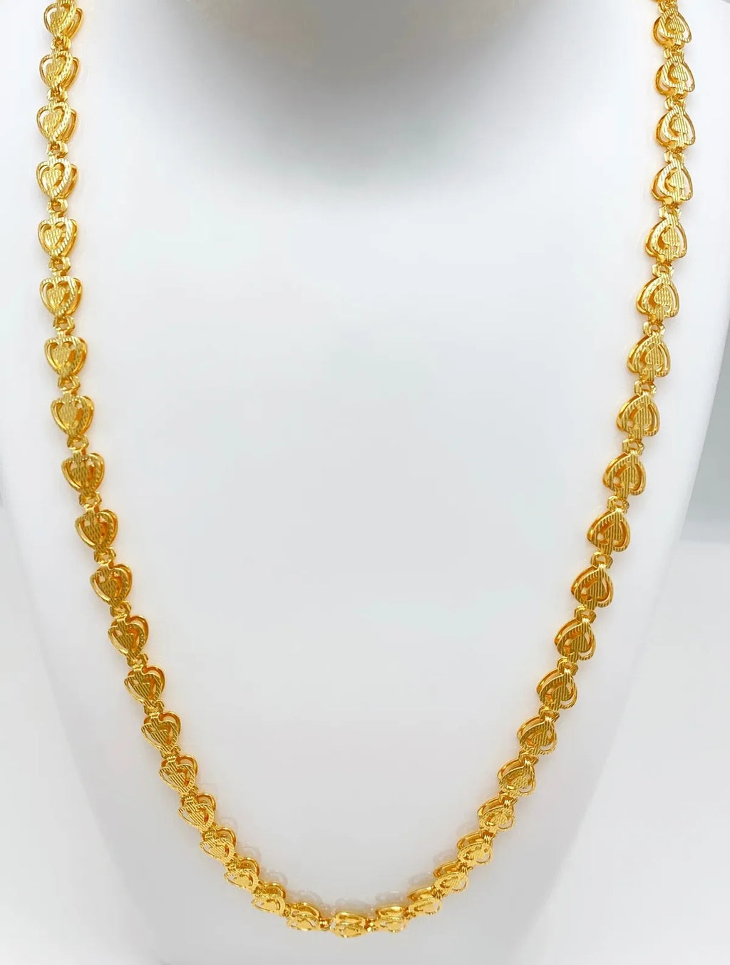 Gold Micro Plated Copper Heart Link Neck Chain For Women