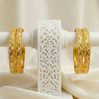 Gold Micro Plated Dubai Engraved Traditional Bangle Pair