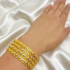 Gold Micro Plated Dubai Engraved Traditional Bangle Pair