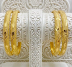 Gold Micro Plated Copper Traditional Handcrafted Bangle Set Of 4