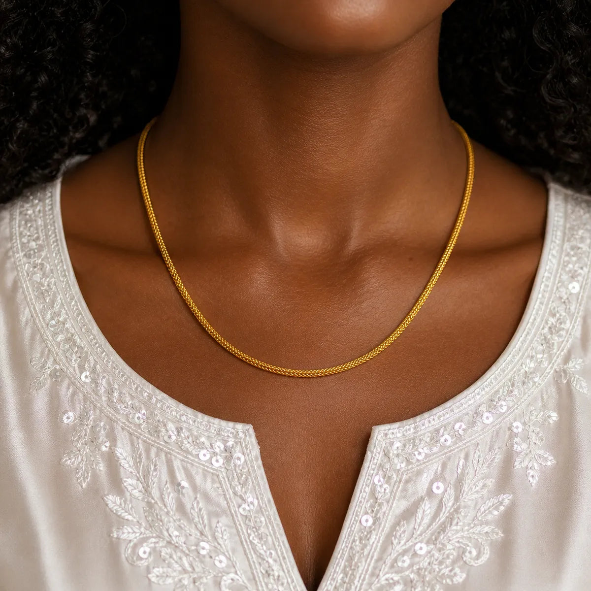 Gold Micro Plated Copper Snake Chain Necklace For Women
