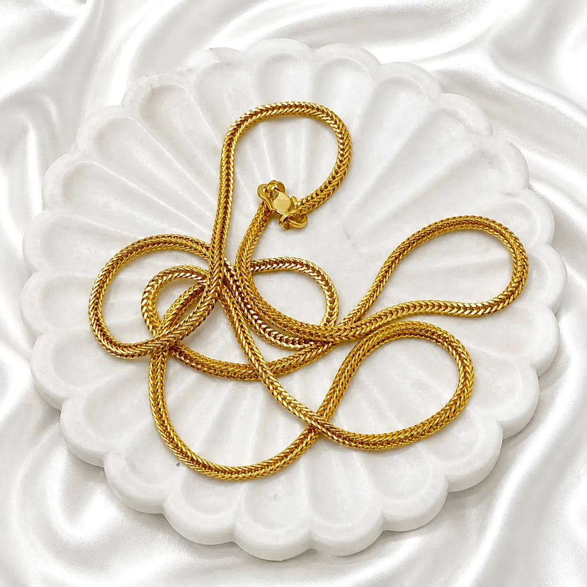 Gold Micro Plated Copper Snake Chain Necklace For Women