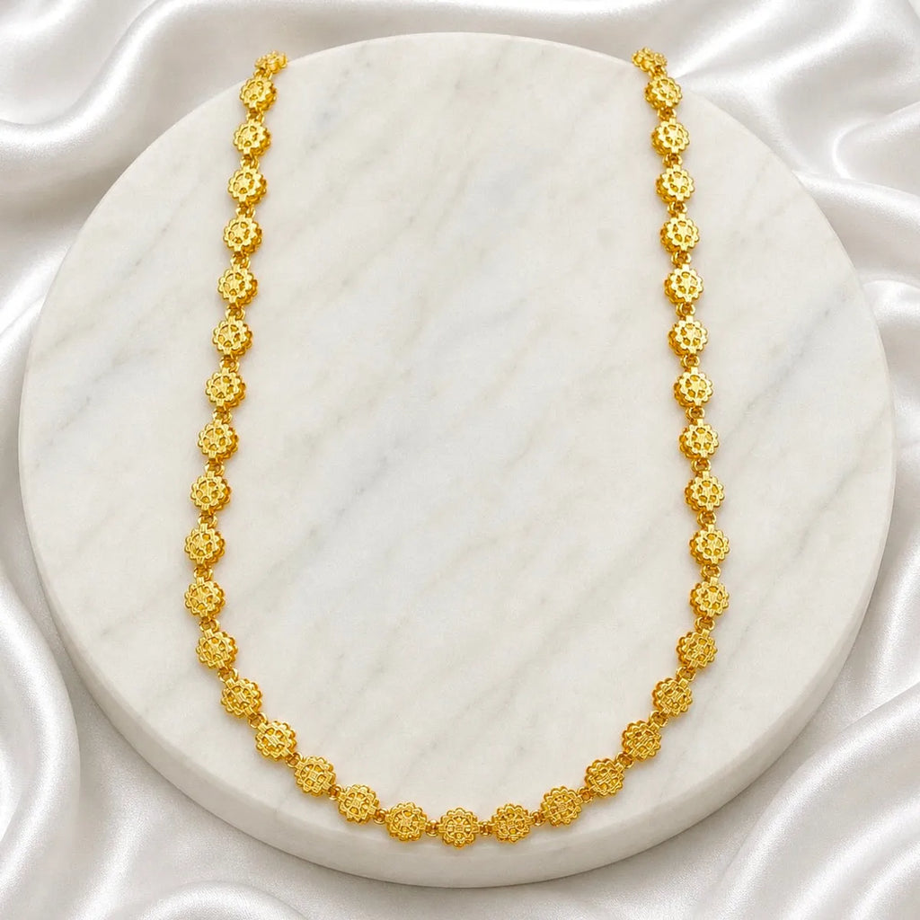 Gold Micro Plated Floral Link Neck Chain For Women