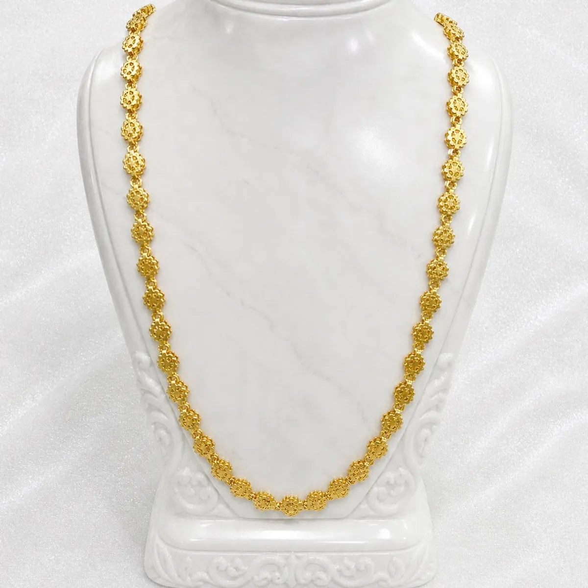 Gold Micro Plated Floral Link Neck Chain For Women