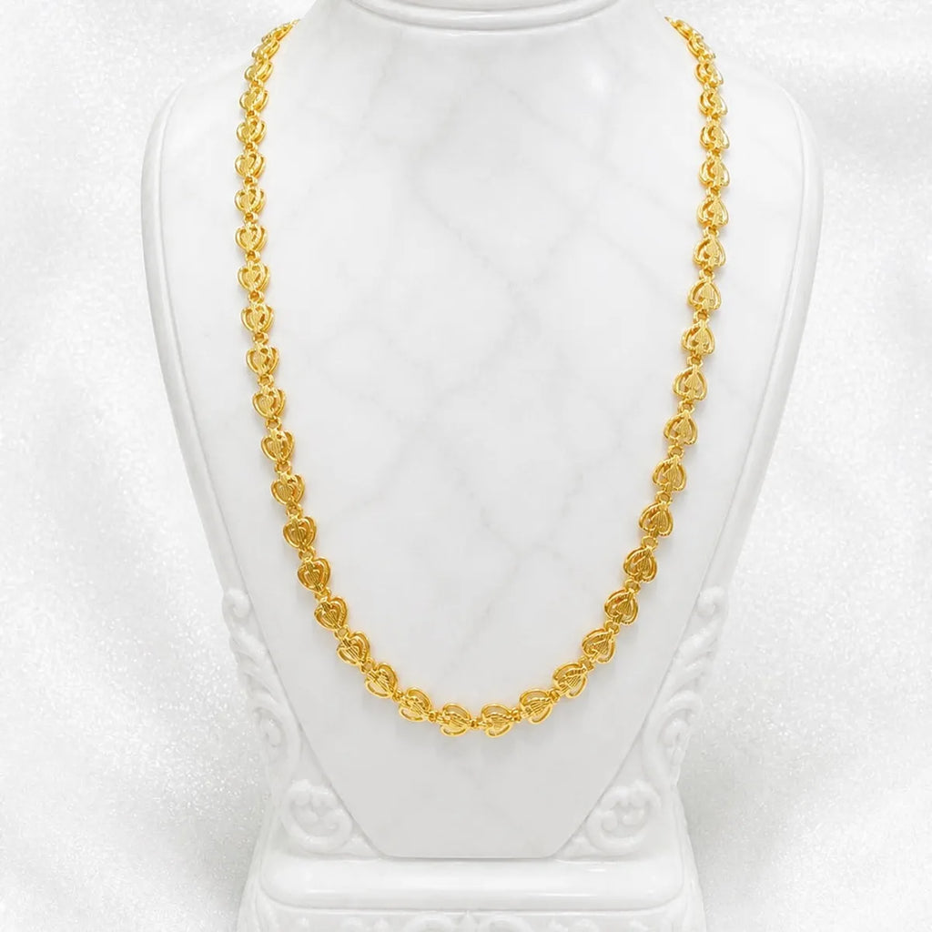 Gold Micro Plated Copper Heart Link Neck Chain For Women