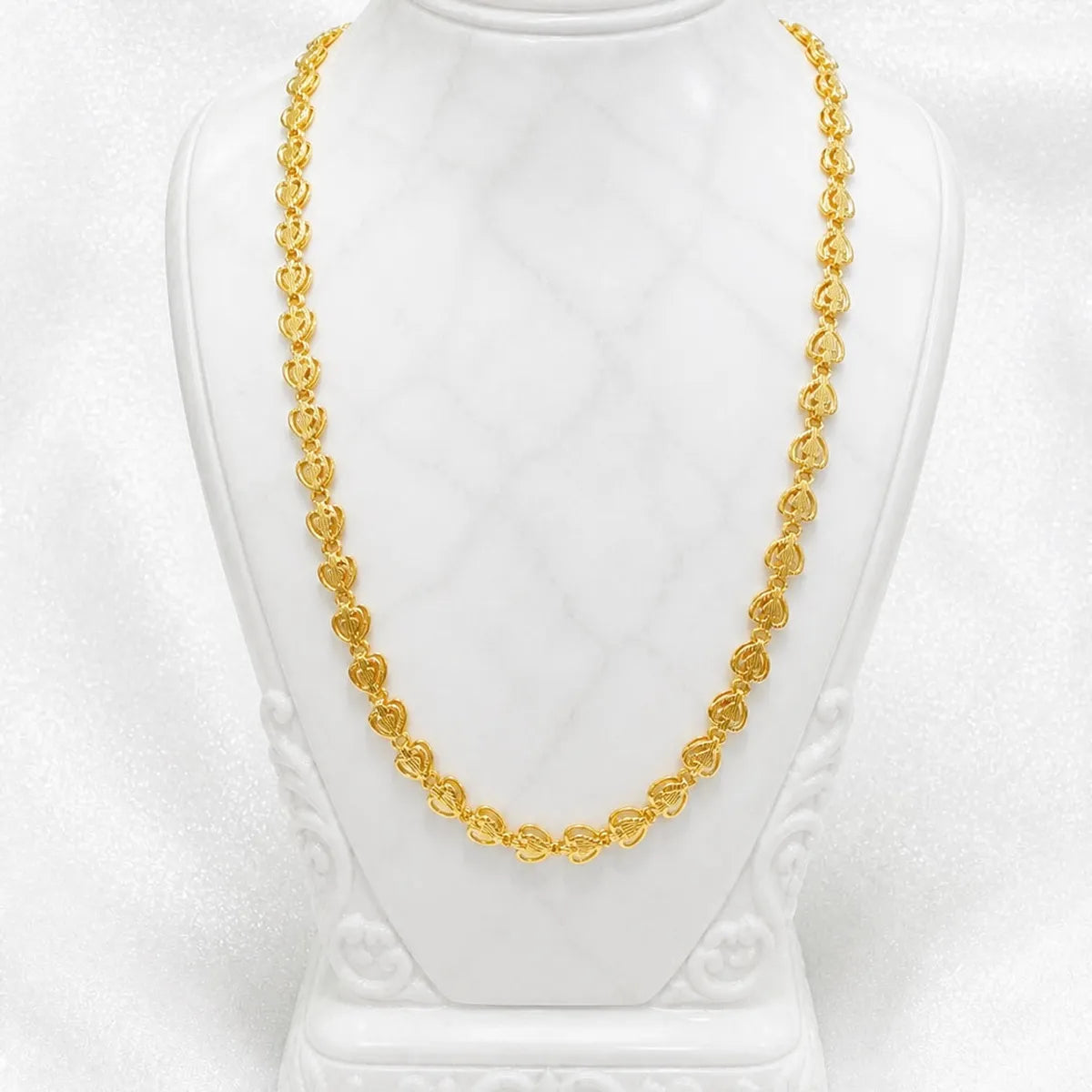 Gold Micro Plated Copper Heart Link Neck Chain For Women