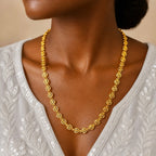 Gold Micro Plated Copper Heart Link Neck Chain For Women
