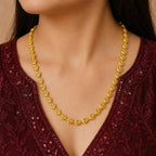 Gold Micro Plated Copper Heart Link Neck Chain For Women