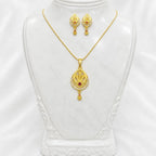 Red Gold Micro Plated Copper Ad Ruby Teardrop Necklace Earrings Set