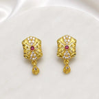 Gold Micro Plated Copper Ad Ruby Statement Pendant Necklace Set