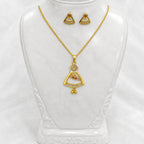 Gold Micro Plated Copper Ad Ruby Geometric Pendant Necklace Set