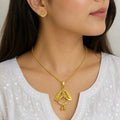 Red Gold Micro Plated Ad Ruby Teardrop Pendant Necklace Set