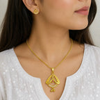 Red Gold Micro Plated Ad Ruby Teardrop Pendant Necklace Set