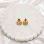 Red Gold Micro Plated Ad Ruby Teardrop Pendant Necklace Set