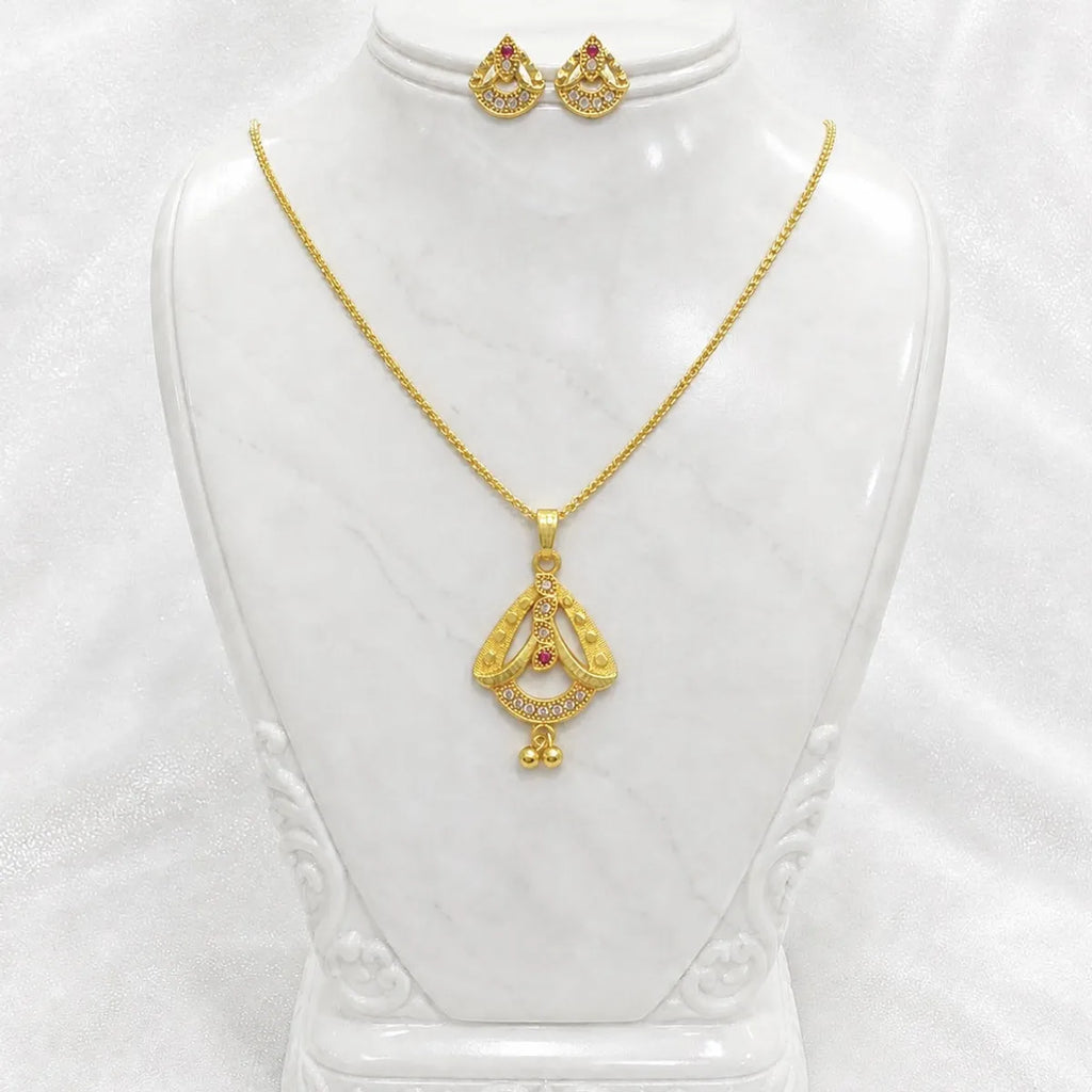 Red Gold Micro Plated Ad Ruby Teardrop Pendant Necklace Set
