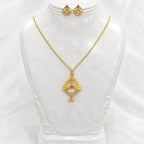 Red Gold Micro Plated Ad Ruby Teardrop Pendant Necklace Set