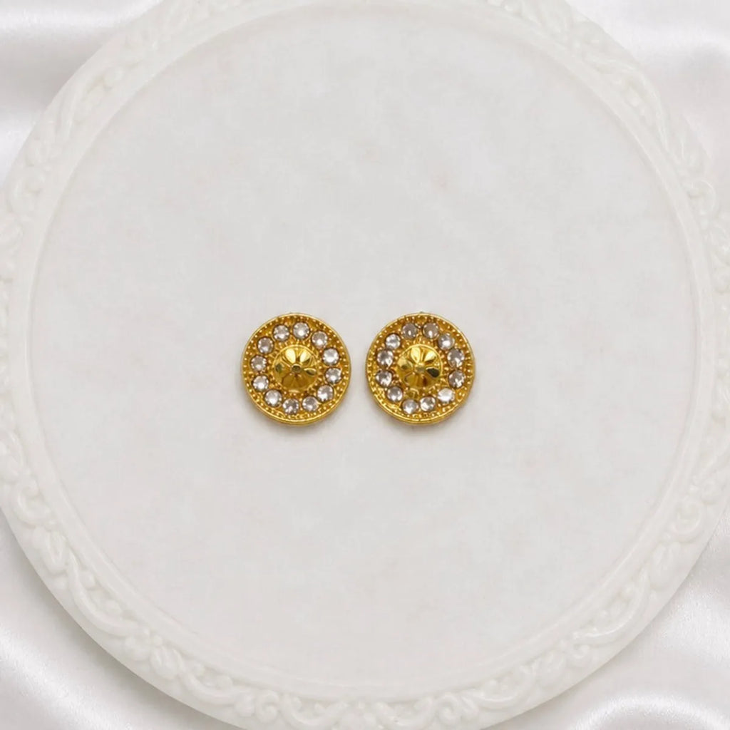 Gold Micro Plated Ad Ruby Circular Halo Necklace Earring Set