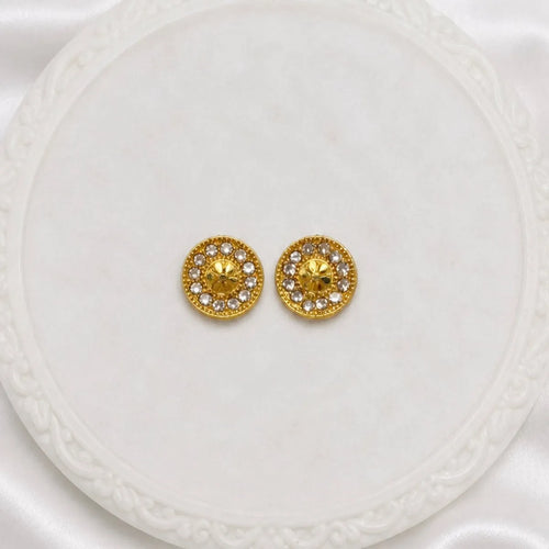 Gold Micro Plated Ad Ruby Circular Halo Necklace Earring Set