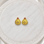 Gold Micro Plated Ad Ruby Pear Drop Pendant Necklace Set For Women