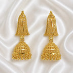 Gold Micro-Plated Copper Temple Triangular Ghungroo Jhumki Earrings