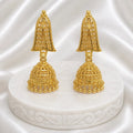 Gold Micro-Plated Copper Temple Triangular Ghungroo Jhumki Earrings
